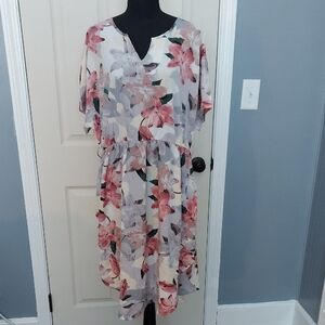 Floral Pink and White Women's Dress
